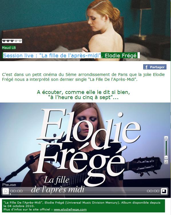 Elleadore.com : Vidéo Session live : "La fille de l'après-midi" (19/10/10) Elodie19