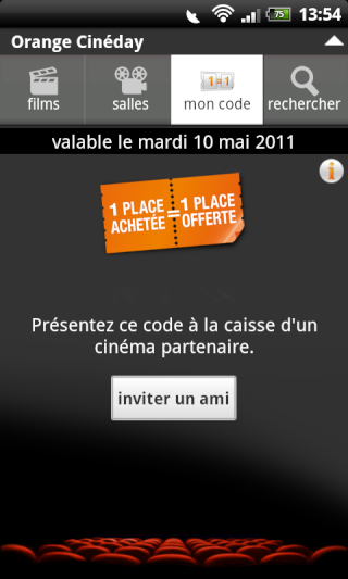 [SOFT] ORANGE CINEDAY : L'application Orange pour le cinéma [Gratuit] Snap2087