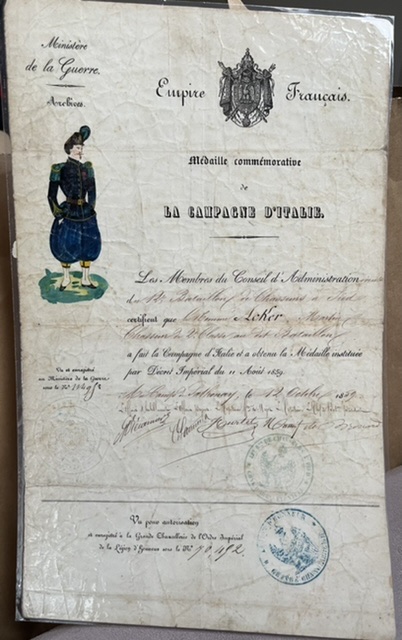 Diplôme campagne d’Italie Second Empire 64df3710