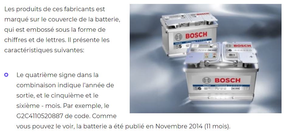 Connaitre la date de fabrication d'une batterie Bosch - Forum Chrysler  voyager minivan, Renault, Bmw, Opel