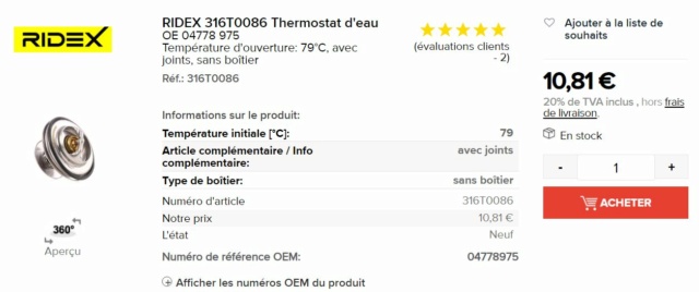 Emplacement thermostat eau 2.5 TD Prix_t12
