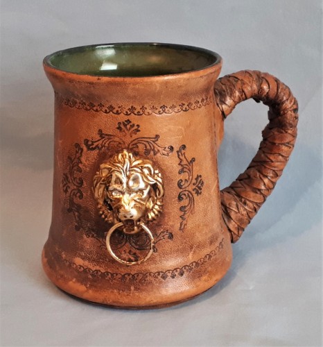 leather lion face tankard Waterm94