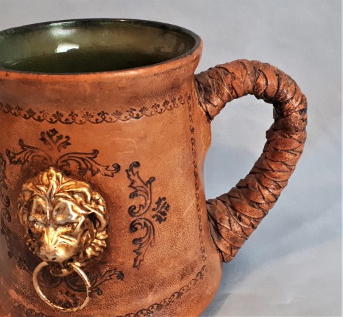 leather lion face tankard Waterm95