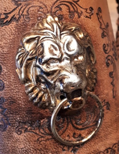 leather lion face tankard Waterm96