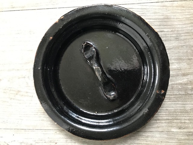 LARGE ORIENTAL BLACK GLAZED POTTERY HOT WATER KETTLE Img_3021