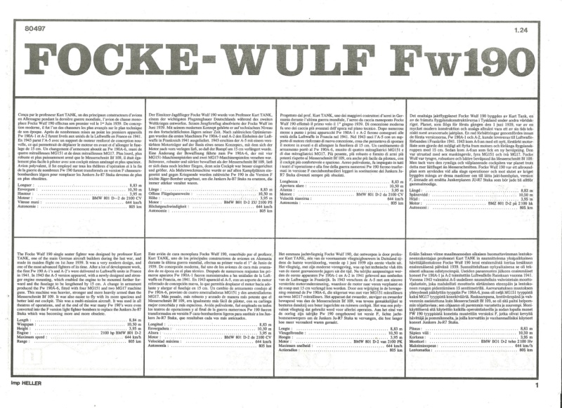 FOCKE WULF Fw 190-A 1/24ème Réf 80497 Fw_19010
