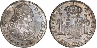 8 Reales 1810 Fernando VII ,busto de su padre Carlos IV  ceca NG ,Nueva Guatemala 1810c10