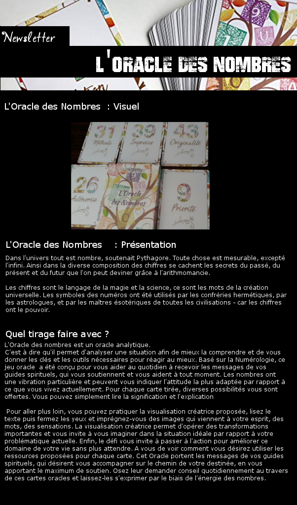 Newsletter 40 - Les Tarots et Oracles : L'Oracle des nombres Tarot14