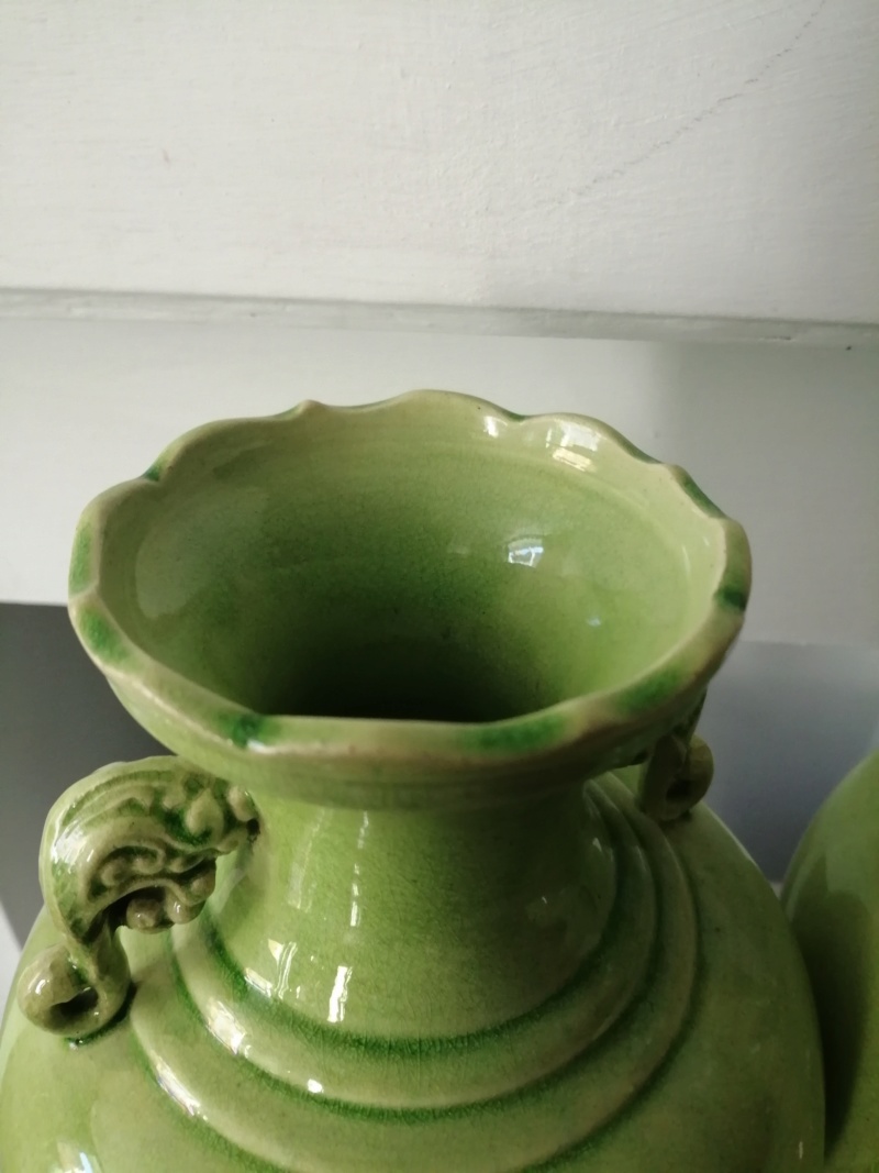 Large lime green Urn shaped ceramic vases Img_2013