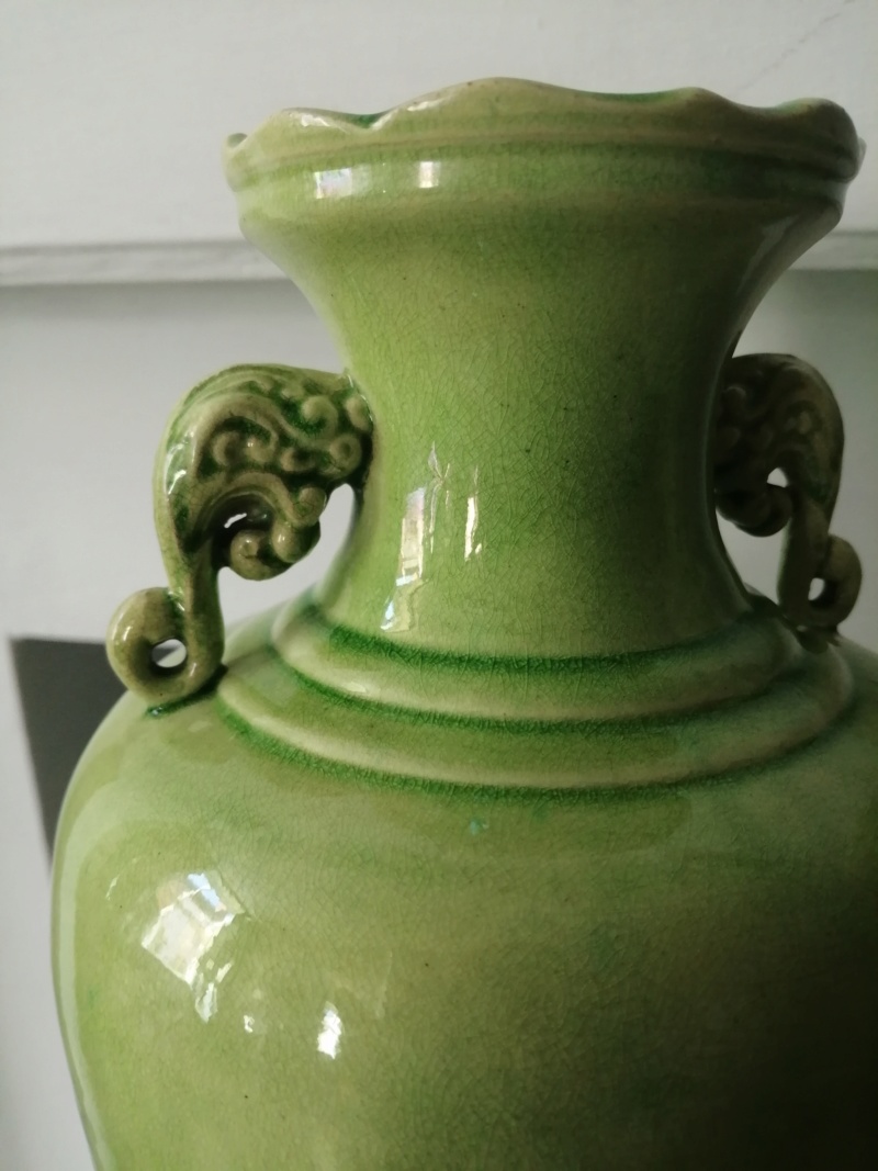 Large lime green Urn shaped ceramic vases Img_2014