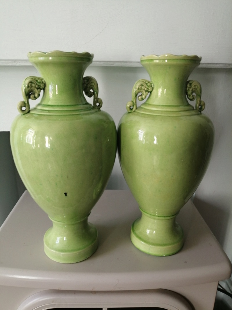 Large lime green Urn shaped ceramic vases Img_2015