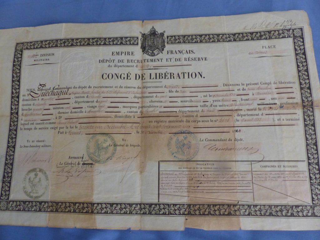 Brevet, certificat, congès de la révolution au second empire pour évaluation P1100538