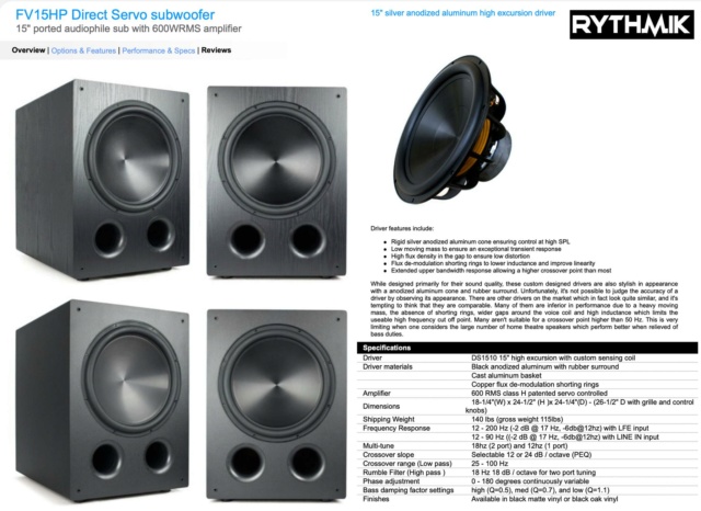 Rythmik FV15HP 15" Ported Audiophile with 600WRMS Subwoofer 20785310