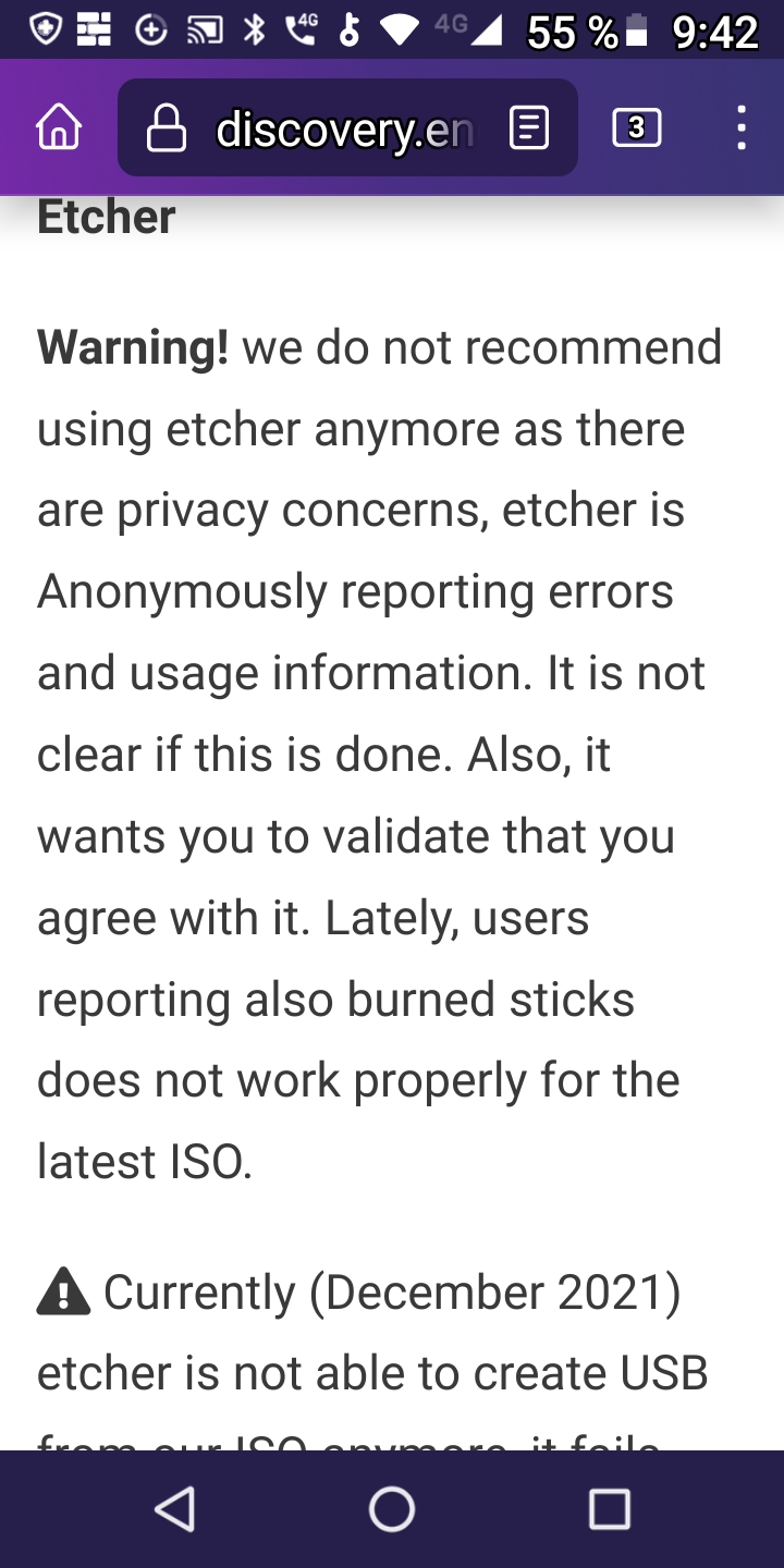 Advertencia! ya no recomendamos usar etcher ya que existen preocupaciones de privacidad, etcher reporta errores e información  2022_011