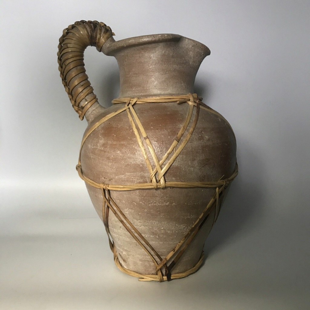 Possibly European Ewer With Rafia/Wicker Wrapping. Jug_111