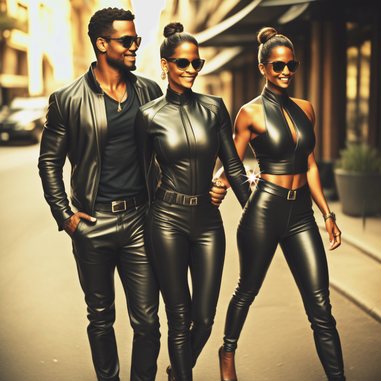 Mixed-race models fantastic in leather Mix1210