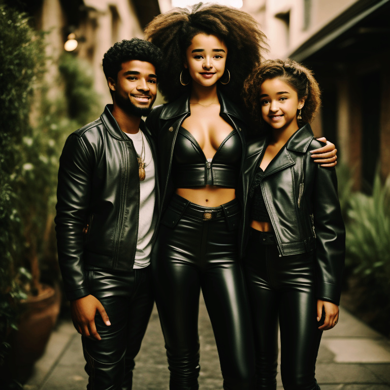 Mixed-race models fantastic in leather Mix2910