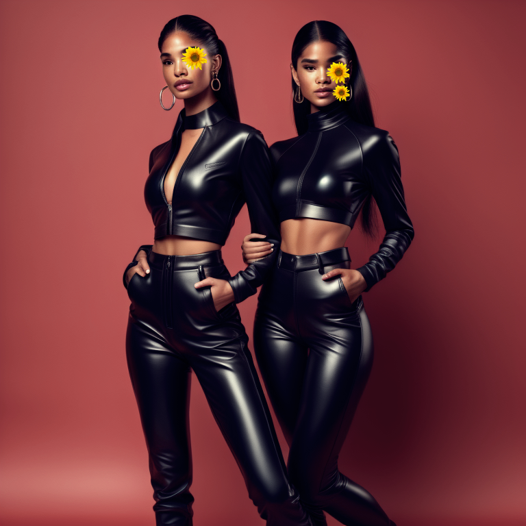 Mixed-race models fantastic in leather Mix310