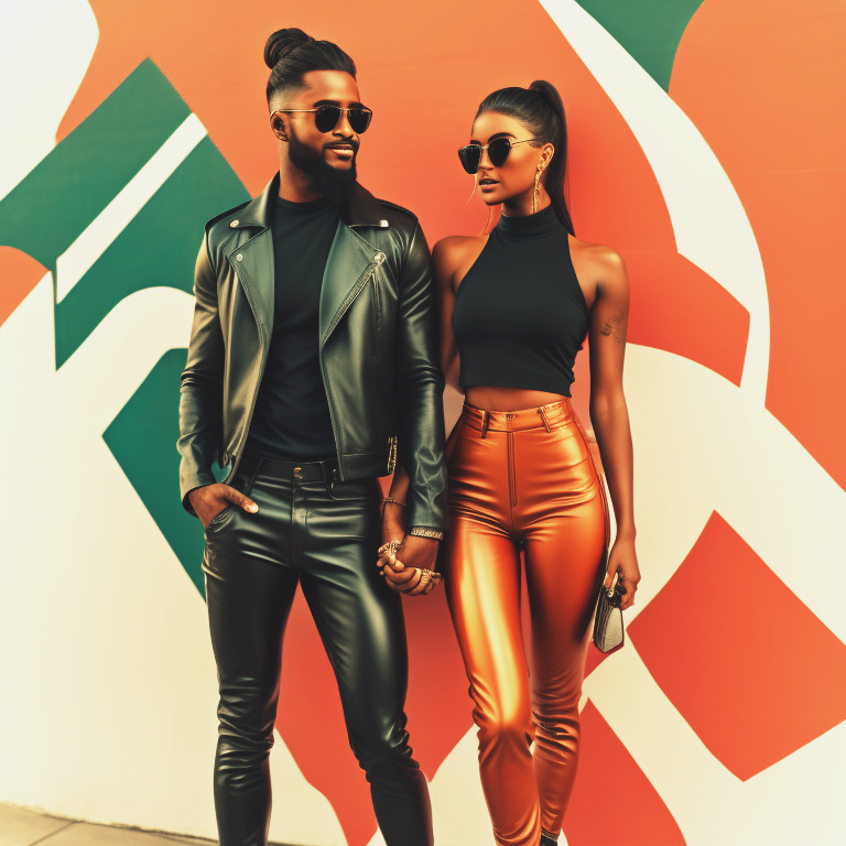 Mixed-race models fantastic in leather Mix3110