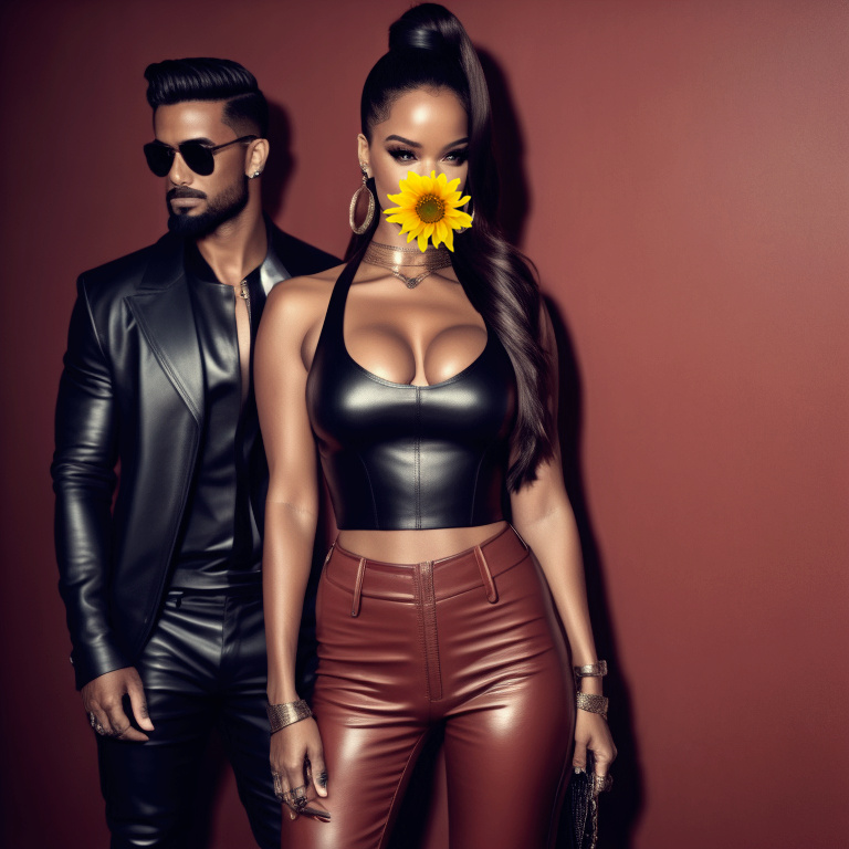 Mixed-race models fantastic in leather Mix3510