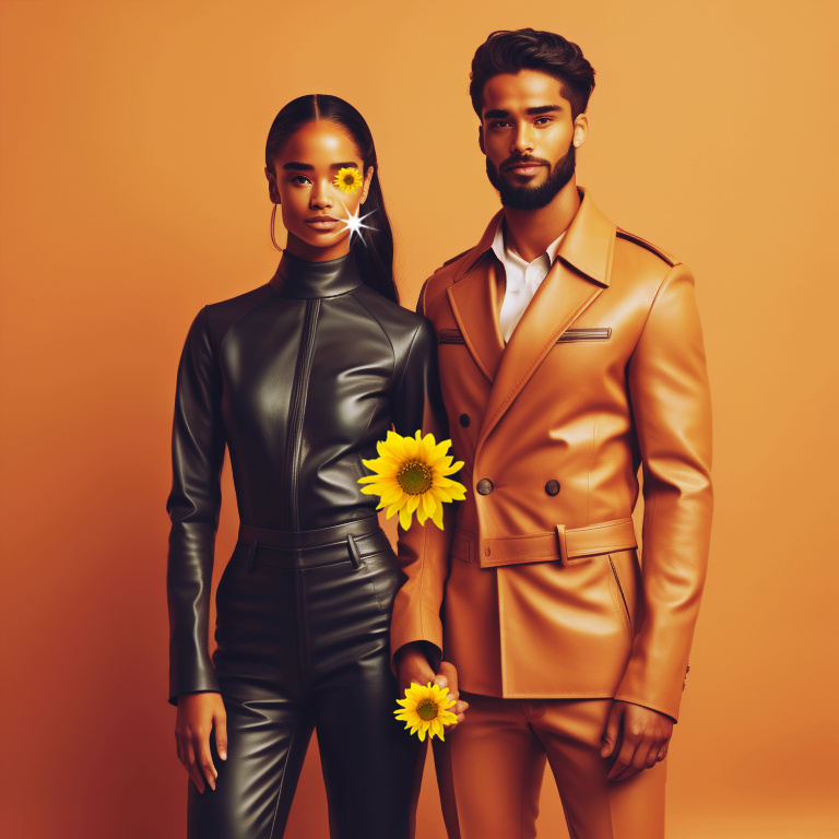 Mixed-race models fantastic in leather Mix3710
