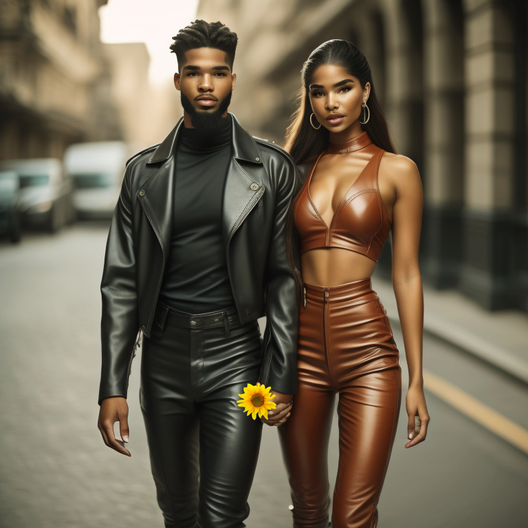 Mixed-race models fantastic in leather Mix4210