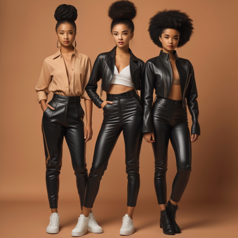 Mixed-race models fantastic in leather Mix4510