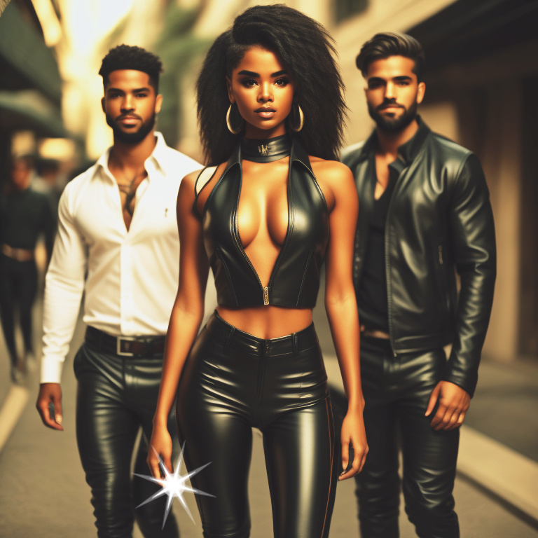 Mixed-race models fantastic in leather Mix5811