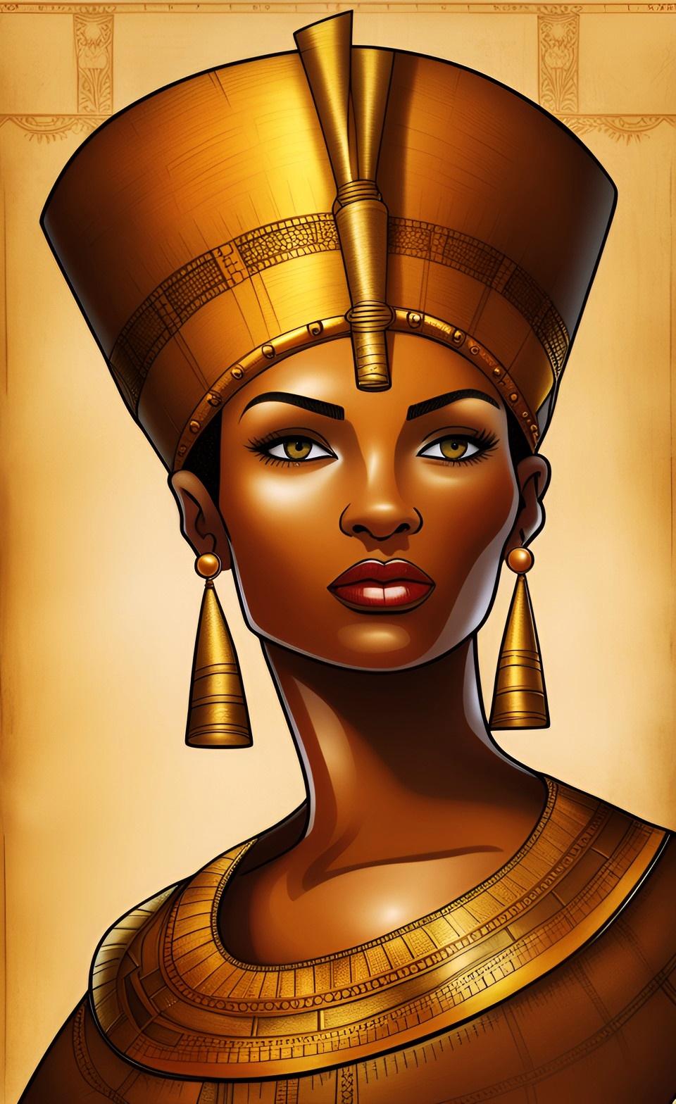 Queen Nefertiti With Her Beautiful Tan Dusky Caramel Brown Skin Mixed388
