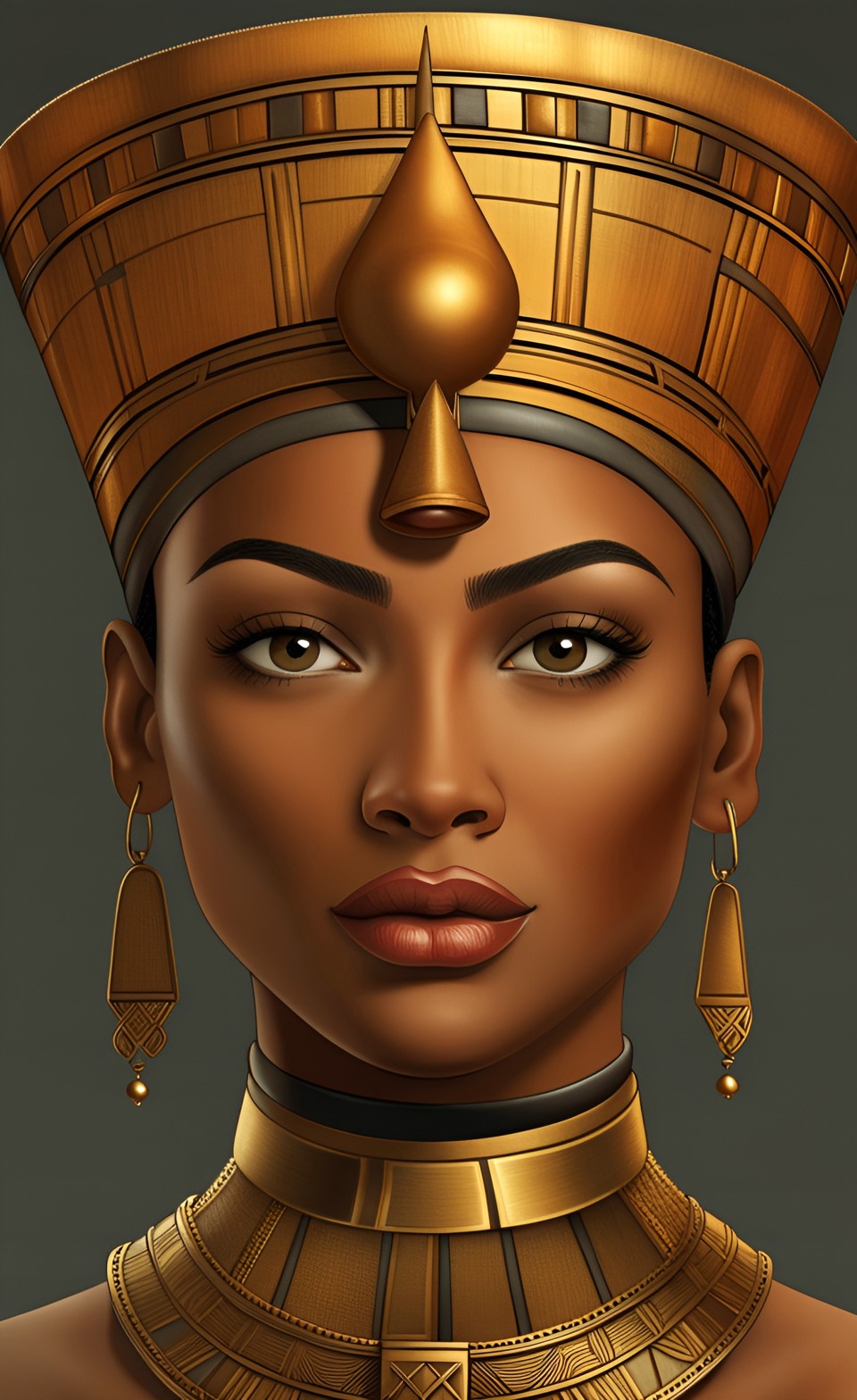 Queen Nefertiti With Her Beautiful Tan Dusky Caramel Brown Skin Mixed392