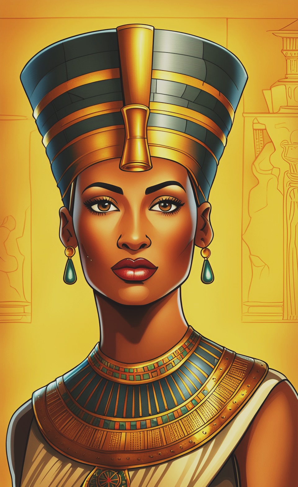 Queen Nefertiti With Her Beautiful Tan Dusky Caramel Brown Skin Mixed393