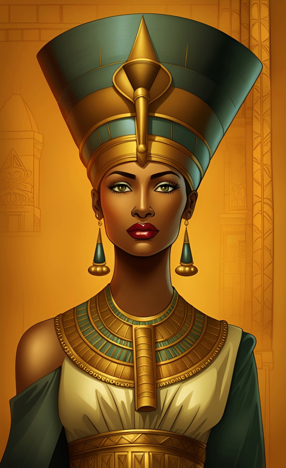 Queen Nefertiti With Her Beautiful Tan Dusky Caramel Brown Skin Mixed399