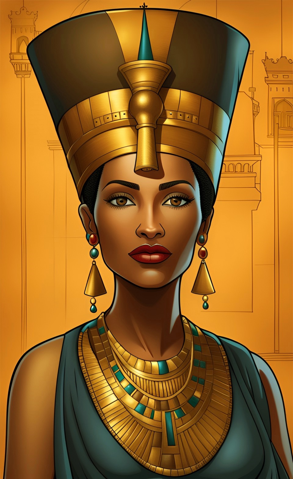 Queen Nefertiti With Her Beautiful Tan Dusky Caramel Brown Skin Mixed400