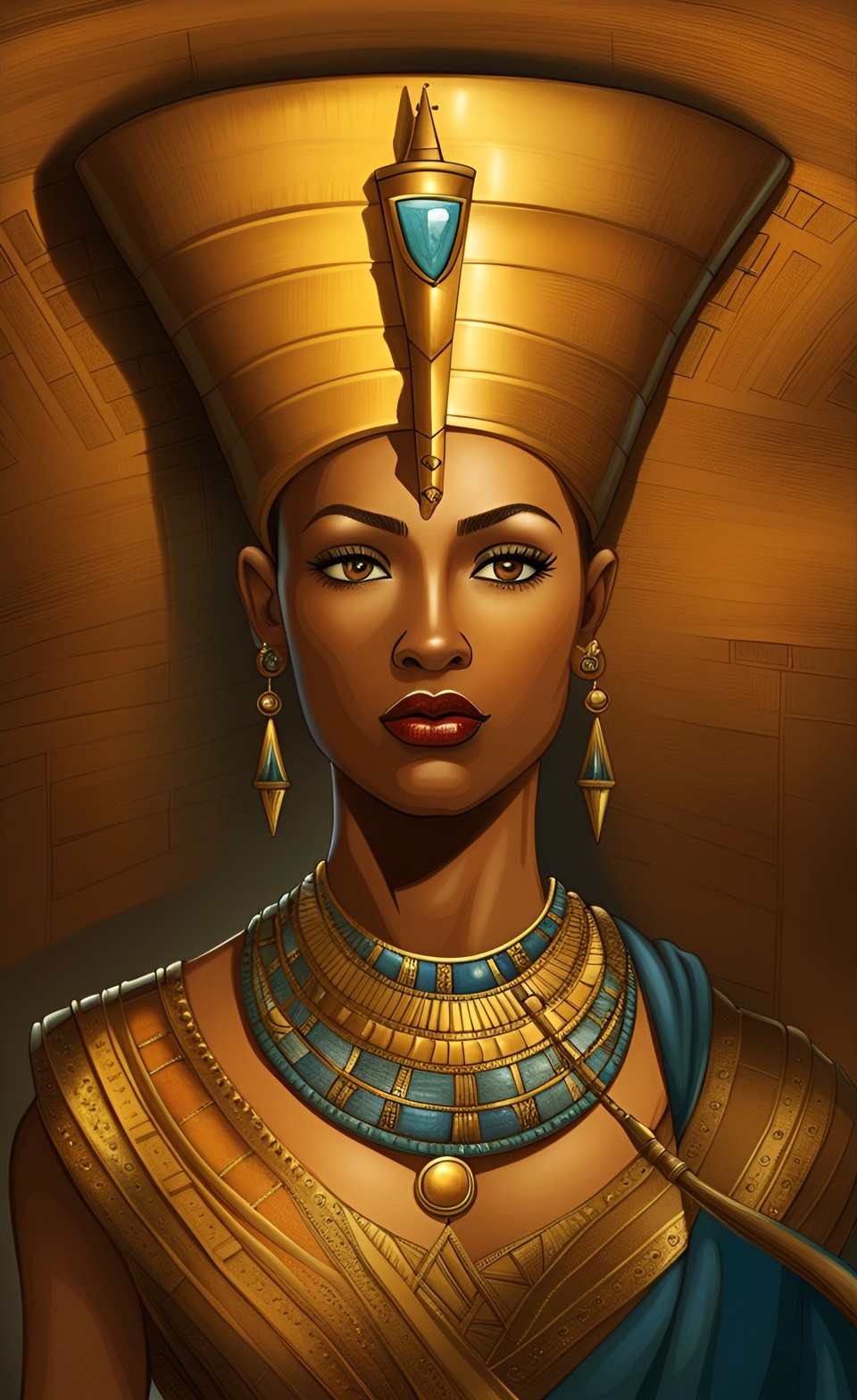Queen Nefertiti With Her Beautiful Tan Dusky Caramel Brown Skin Mixed401