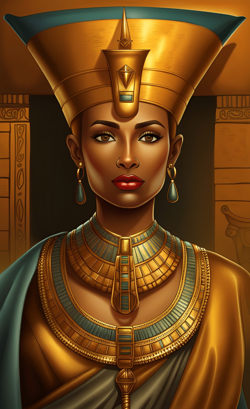 Queen Nefertiti With Her Beautiful Tan Dusky Caramel Brown Skin Mixed402