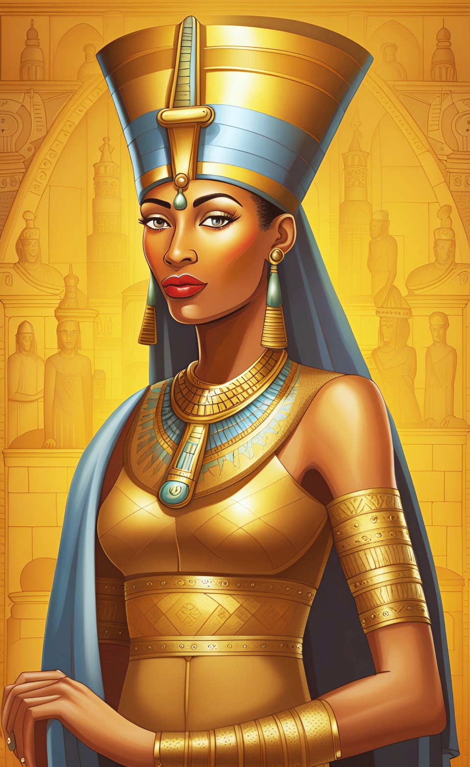 Queen Nefertiti With Her Beautiful Tan Dusky Caramel Brown Skin Mixed403
