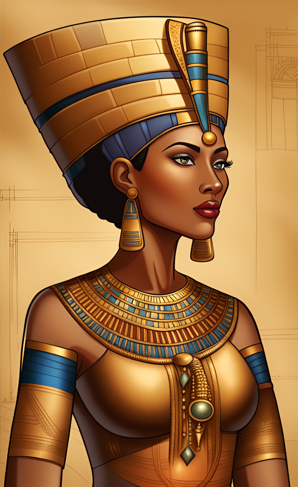 Queen Nefertiti With Her Beautiful Tan Dusky Caramel Brown Skin Mixed404