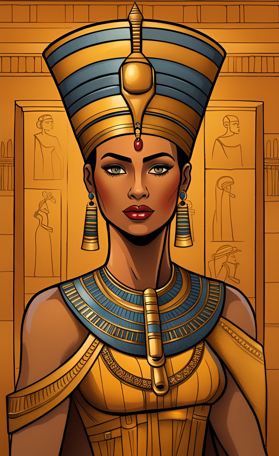 Queen Nefertiti With Her Beautiful Tan Dusky Caramel Brown Skin Mixed405