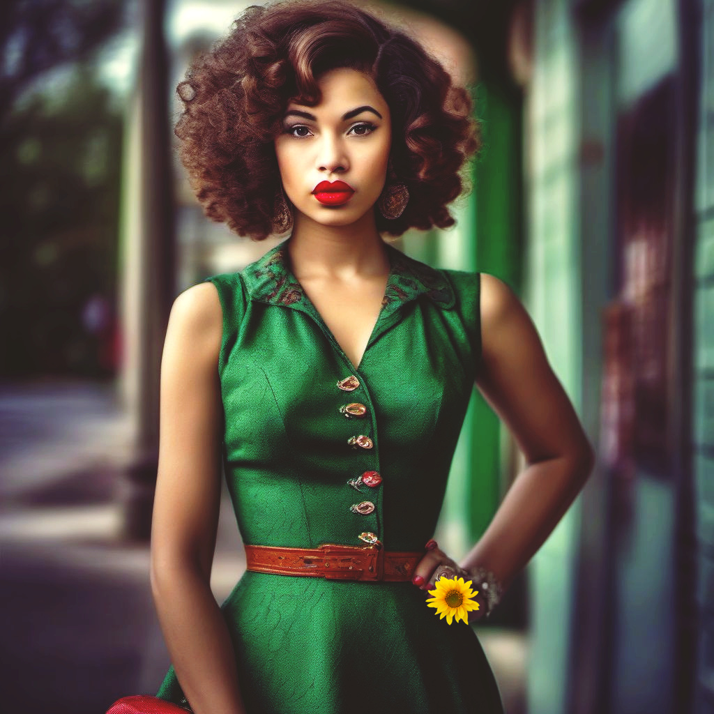 Attractive mixed-race models in vintage dresses Mixed509