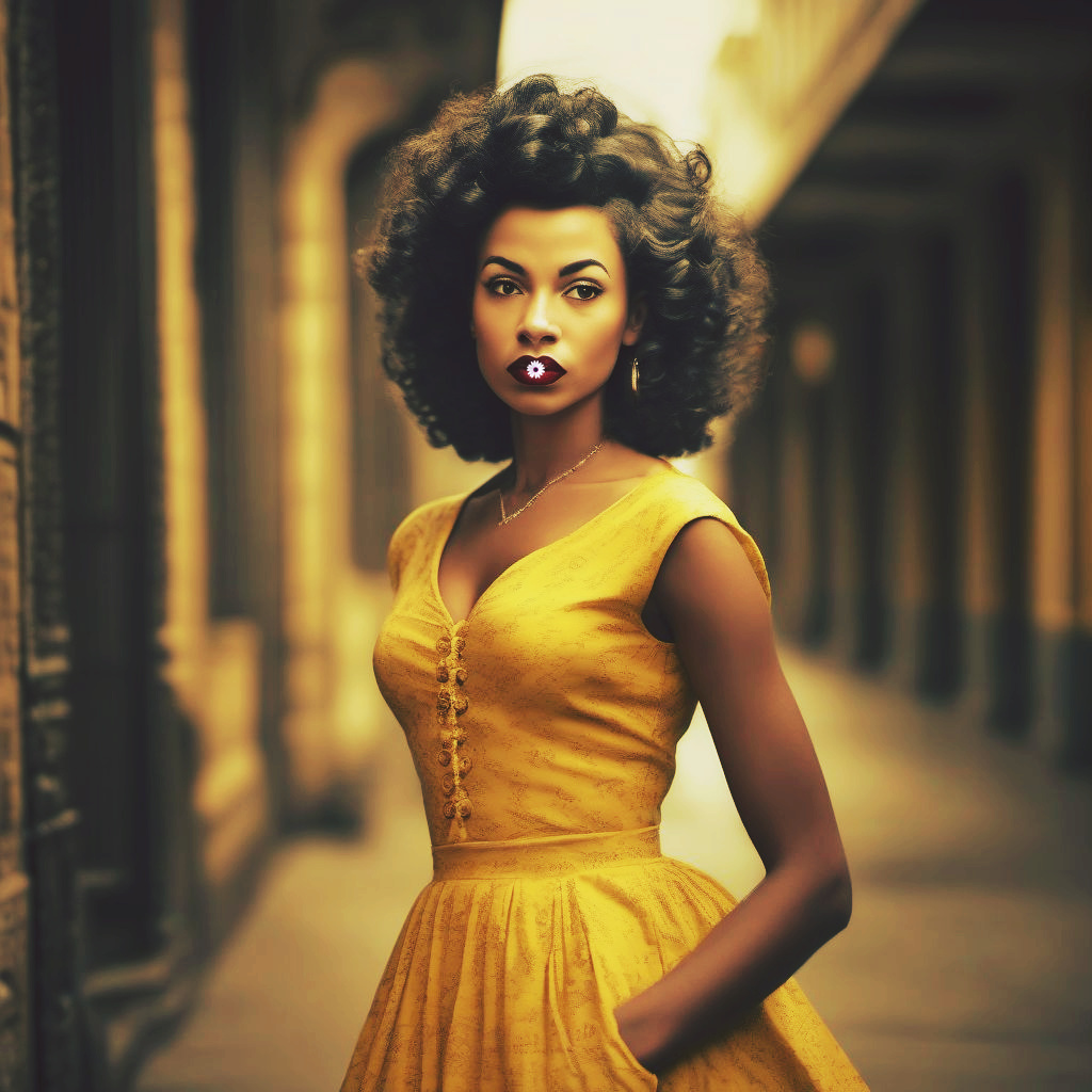 Attractive mixed-race models in vintage dresses Mixed512