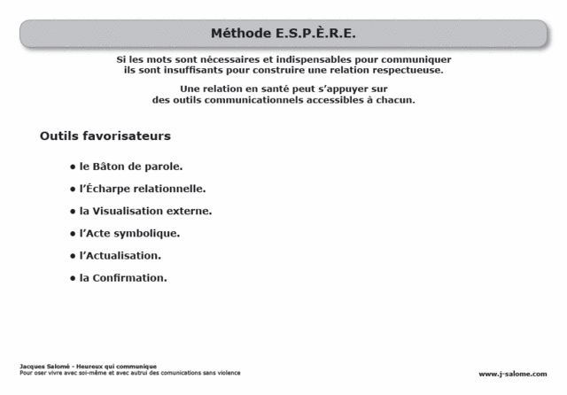 La Méthode E.S.P.E.R.E. : pour apprendre à communiquer Outils10