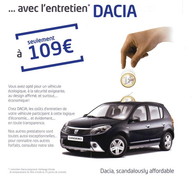 Les forfaits Dacia. Pub04110