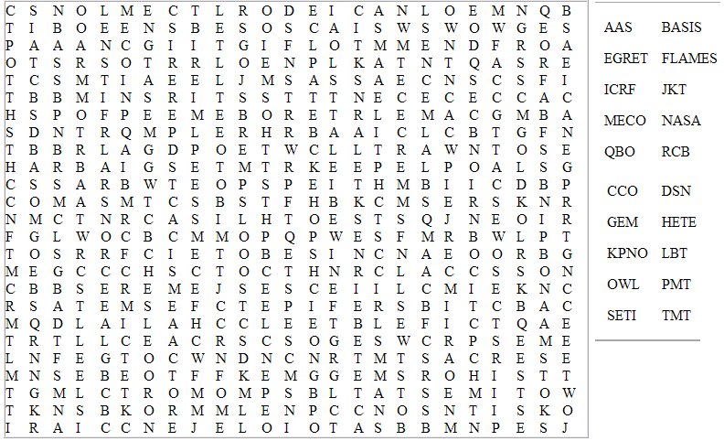 WORD SEARCH #3 - Astronomy Acronyms Wordse10