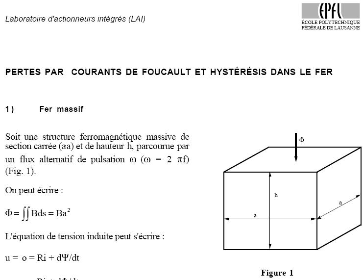   : Perte par courants de Foucault et hystrsis dans le fer Foucau10