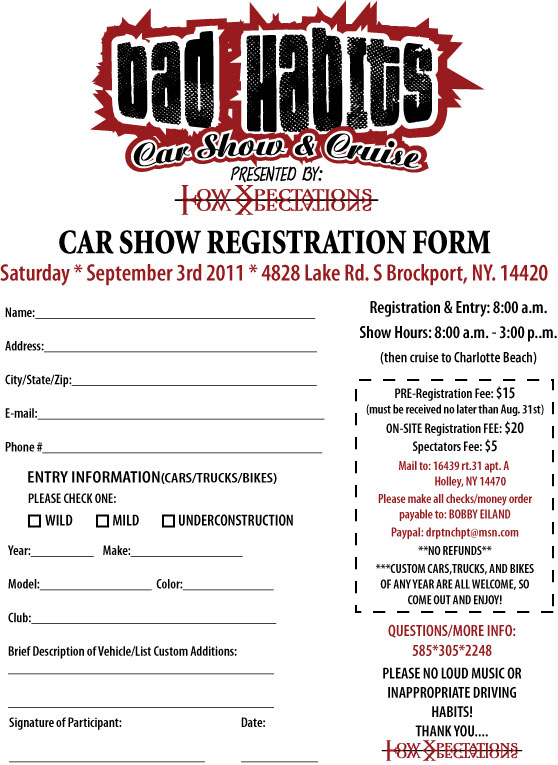 Bad Habits Car and Truck Show September 3rd Reg_fo11