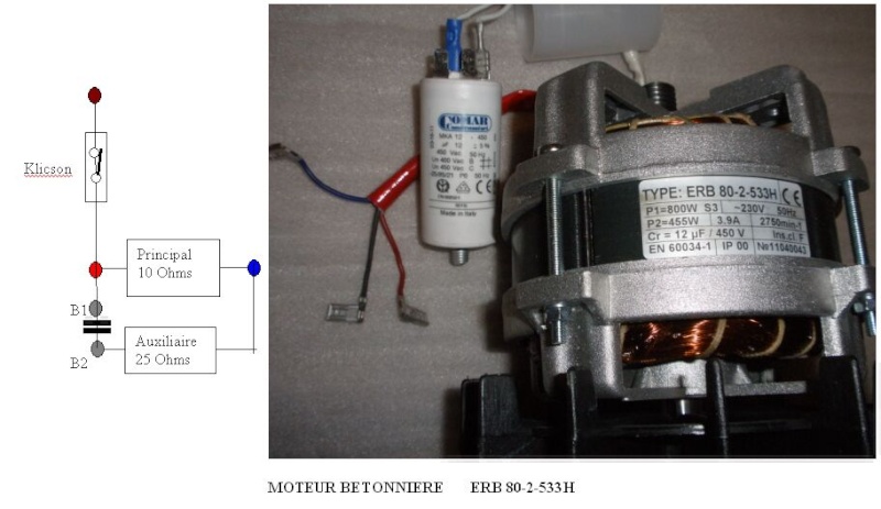 Branchement moteur électrique monophase de betonniere Moteur10