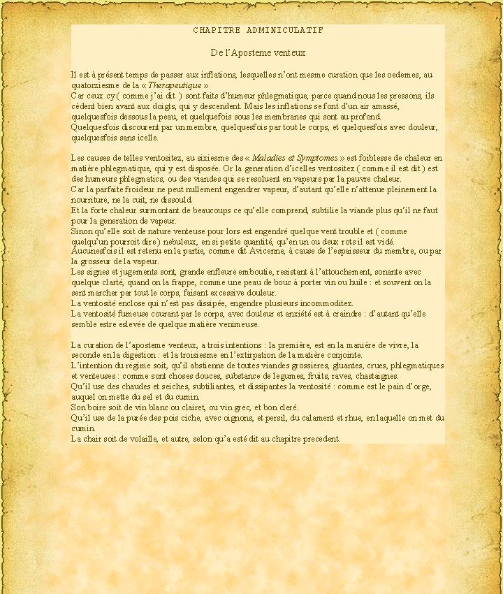 ( Second Traité ) CHAPITRE ADMINICULATIF  De l’Aposteme venteux P16710