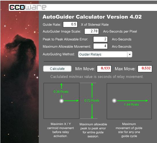 AutoGuider Calculator pour MaximDL Autogu10