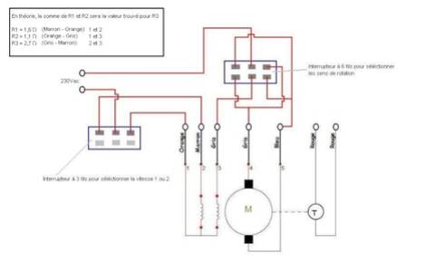 branchement moteur de machine à laver