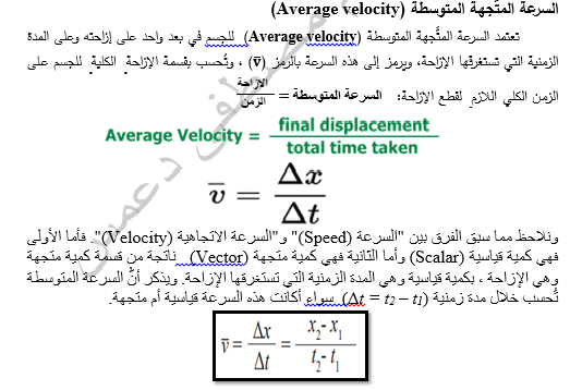 السرعة المتَّجهة المتوسطة (Average velocity) Wq10